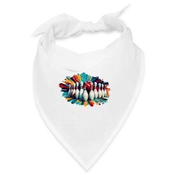 Bowling / Kegeln / Bowlingbahn / Pin / Strike - Bandana - Weiß - Vorne