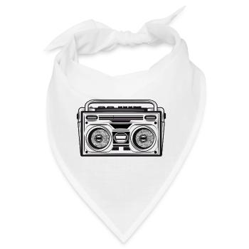 Kassetten Recorder im 80er Stencil Look - Bandana - Weiß - Vorne