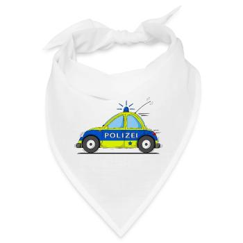 Polizeiauto Blau Gelb - Bandana - Weiß - Vorne