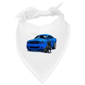 Blauer Musclecar Hundepartner - Bandana - Weiß - Vorne