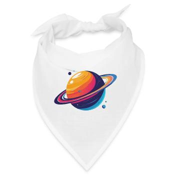 Neon Planetenkosmos Planet mit Ring und Monden - Bandana - Weiß - Vorne