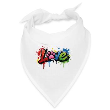 Love – Graffiti Stil mit Katzenpfote - Bandana - Weiß - Vorne