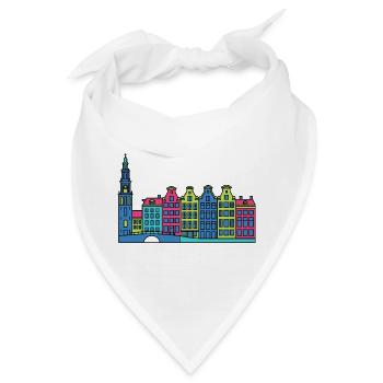 Amsterdam City Skyline Canal beherbergt Linienzeichnungen - Bandana - Weiß - Vorne