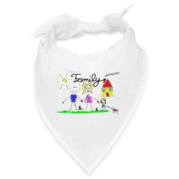 Familie Strichzeichnung - Bandana - Weiß - Vorne