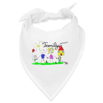 Familie Strichzeichnung - Bandana - Weiß - Vorne