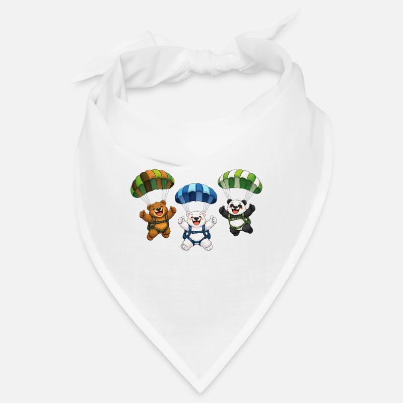 Drei Bären springen mit einem Fallschirm - Bandana - Weiß