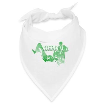 Aikido Nage No Jo Frau Silhouette grünes Design - Bandana - Weiß - Vorne