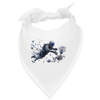 Florale Astronautin im Flug Aquarell - Bandana - Weiß - Vorne