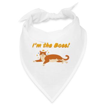 Ich bin der Chef - Katzenmotiv - Bandana - Weiß - Vorne