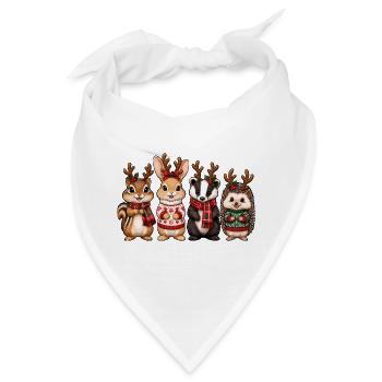 Waldtiere mit Rentiergeweih – Weihnachten - Bandana - Weiß - Vorne