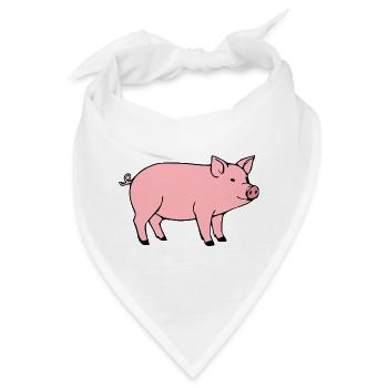 Schwein rosa Metzger Fleischer Geschenk - Bandana - Weiß - Vorne