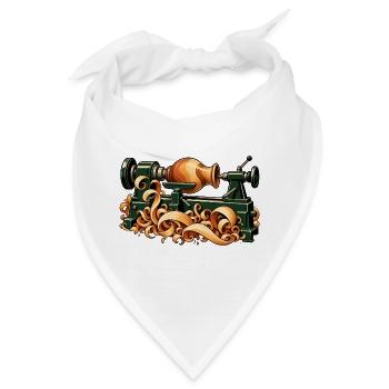 Vase nimmt Gestalt auf einer Drehbank an - Bandana - Weiß - Vorne