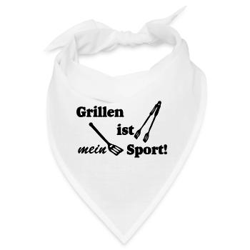 Grillkönig,Grillen,BBQ,Grillen mein Sport (25) - Bandana - Weiß - Vorne