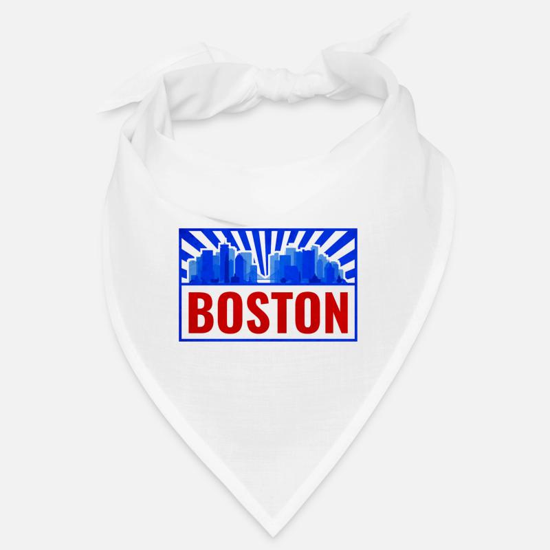 Boston Skyline Rétro Rouge Bleu Bandana
