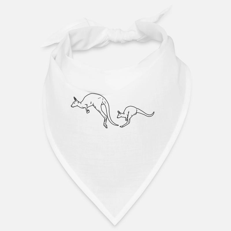 Känguru Mutter und Kind schwarzweiss - Bandana - Weiß