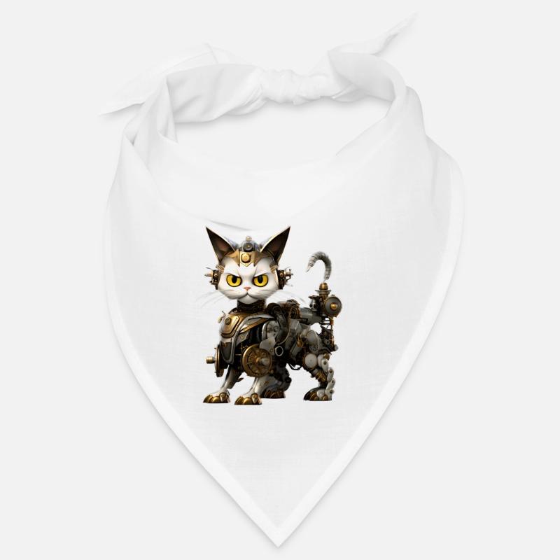 Chat Steampunk - Bandana - blanc