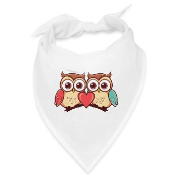 Eule Paar Paar Liebe Couple Verliebt - Bandana - Weiß - Vorne