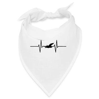 Herzschlag mit Jet / Flugzeug - Bandana - Weiß - Vorne