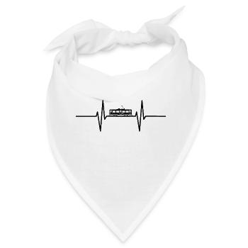 Herzschlag mit historischer Straßenbahn / S-Bahn - Bandana - Weiß - Vorne