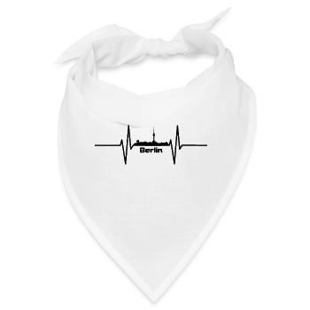 Herzschlag mit Skyline Berlin - Bandana - Weiß - Vorne