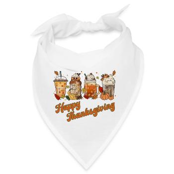 Happy Thanksgiving - Retro Coffee Pumpkin Spice - Bandana - Weiß - Vorne