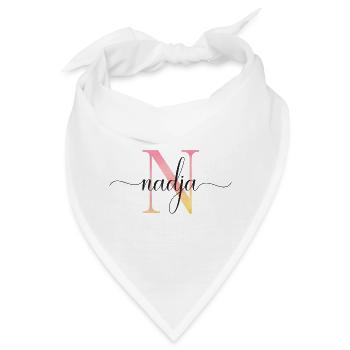 N | Monogramm | Name | Nadja |Watercolor - Bandana - Weiß - Vorne