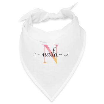 N | Monogramm | Name | Naila |Watercolor - Bandana - Weiß - Vorne