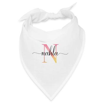 N | Monogramm | Name | Nahla |Watercolor - Bandana - Weiß - Vorne
