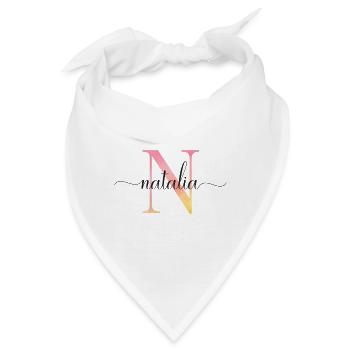 N | Monogramm | Name | Nathalia |Watercolor - Bandana - Weiß - Vorne