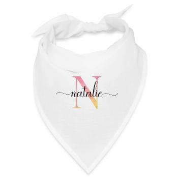 N | Monogramm | Name | Natalie |Watercolor - Bandana - Weiß - Vorne