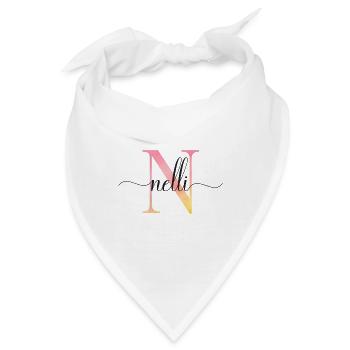 N | Monogramm | Name | Nelli |Watercolor - Bandana - Weiß - Vorne