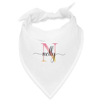 N | Monogramm | Name | Nelly |Watercolor - Bandana - Weiß - Vorne