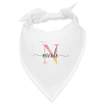 N | Monogramm | Name | Nicole |Watercolor - Bandana - Weiß - Vorne
