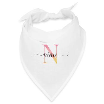 N | Monogramm | Name | Nina |Watercolor - Bandana - Weiß - Vorne