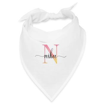 N | Monogramm | Name | Nika |Watercolor - Bandana - Weiß - Vorne