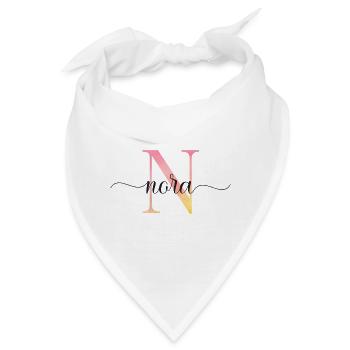 N | Monogramm | Name | Nora |Watercolor - Bandana - Weiß - Vorne