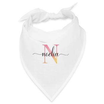 N | Monogramm | Name | Noelia |Watercolor - Bandana - Weiß - Vorne