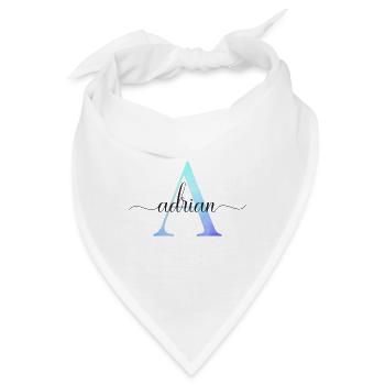 A| Monogramm | Name | Adrian | Watercolor - Bandana - Weiß - Vorne