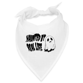 Haunted by Real Life | Sad Ghost Design - Bandana - Weiß - Vorne