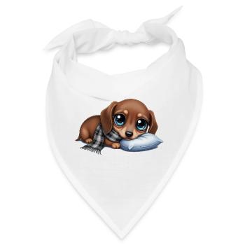 Kuschelhund mit Schal und Kissen - Bandana - Weiß - Vorne