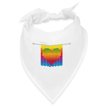 Strickmaschen in Regenbogenfarben mit Herzmotiv - Bandana - Weiß - Vorne