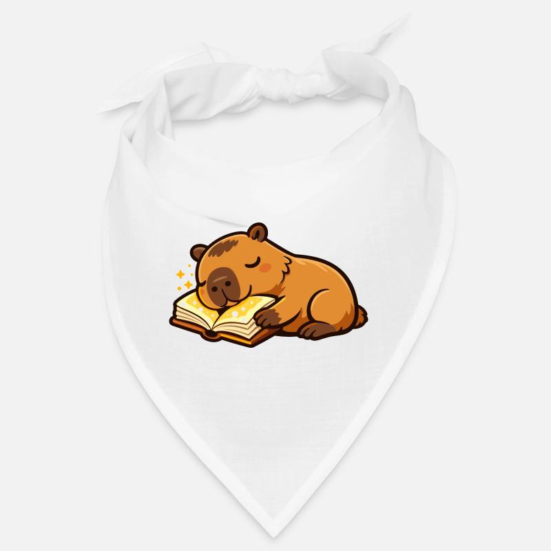 Sleeping Capybara on Book Reading Motif Bandana