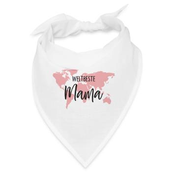 Weltbeste Mama – Weltkugel-Textdesign - Bandana - Weiß - Vorne