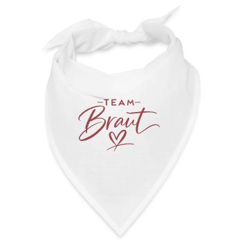Team Braut – Handlettering Herzlogo - Bandana - Weiß - Vorne