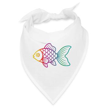 Bunter Fisch | Modernes Meeresmotiv  - Bandana - Weiß - Vorne
