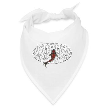  Fisch Koi Koi-Karpfen Blume des Lebens Koi - Bandana - Weiß - Vorne