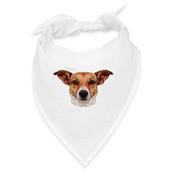 Hunde-Porträt mit wachen Augen - Bandana - Weiß - Vorne