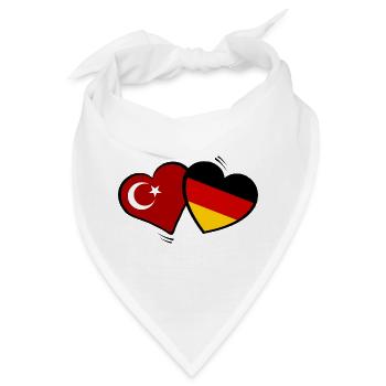 Türkei Deutschland Herzenflaggen - Bandana - Weiß - Vorne