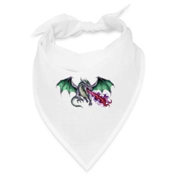 Krimson Flammen Werfender Smaragd Drachen - Bandana - Weiß - Vorne