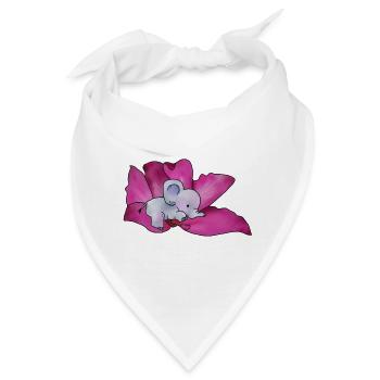 Elefant in Bluete - Bandana - Weiß - Vorne